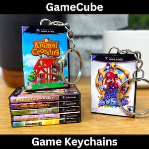 Mini Gamecube Game Case porte-clés, pochette rétro Nintendo, Game Cube Gaming miniature, porte-clés de fête d&#39;anniversaire, cadeau 3D GC Mario Gamer