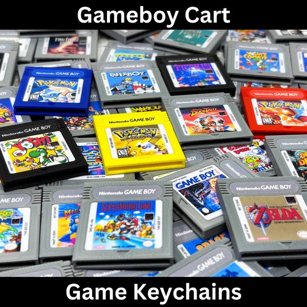 Gameboy Cartridge Keychain, Nintendo Keyring, Retro Gaming Gift, Pokemon Keychain, 90s Nostalgia, Party Favor, 3D Stocking Stuffer