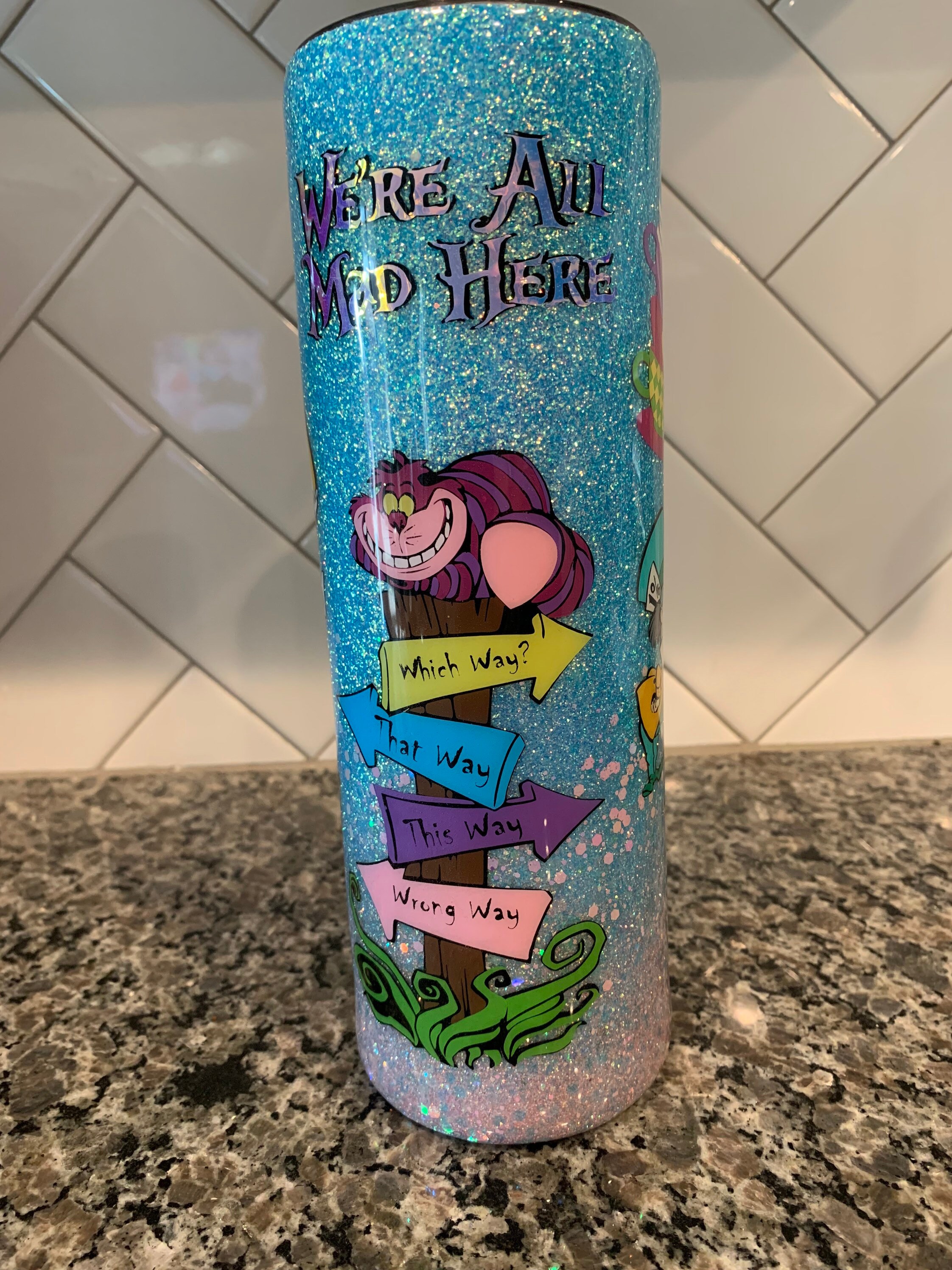 Dark Alice Glitter Tumbler, Alice in Wonderland, Mad Hatter