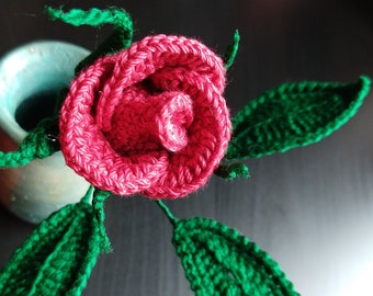 Red Crochet Rosebuds Last Forever Long Stem Limited Edition