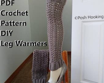 Patrón PDF DIY Calentadores de piernas de crochet fáciles para principiantes tamaño ajustable instrucciones generalizadas largos sobre la rodilla cálidos danza ballet