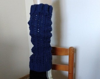 Navy Blue Warm Chunky Crochet Leg Warmers
