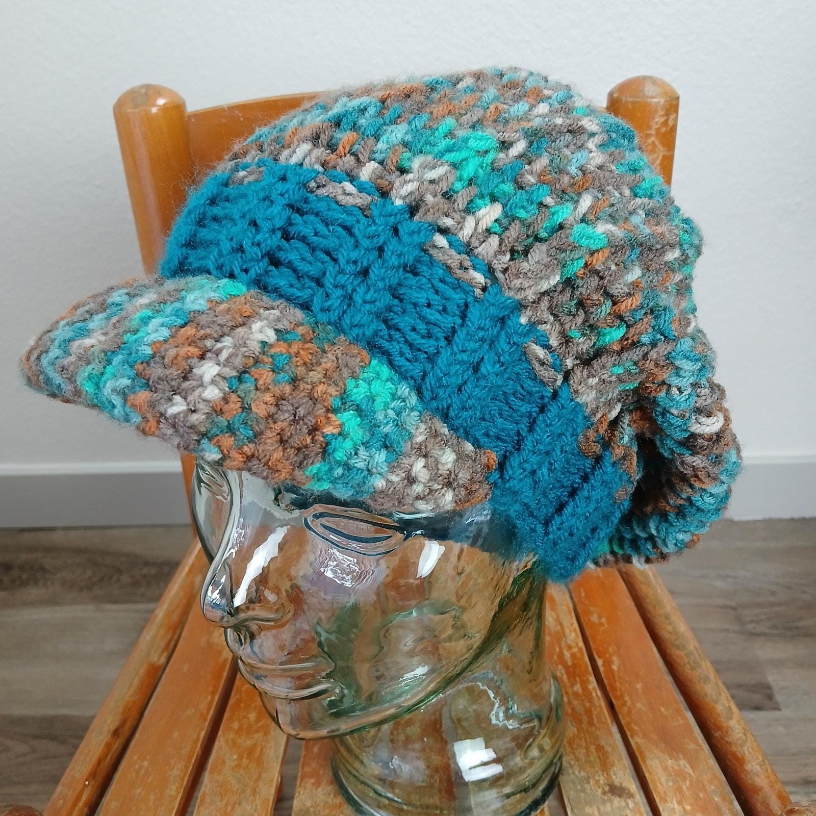 Slouchy Hat Adult Teal Brown - Etsy display picture 3