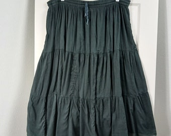 Tuno's 3-tier black petticoat maxi skirt cotton sheer OSFM drawstring waist vintage undergarment repaired