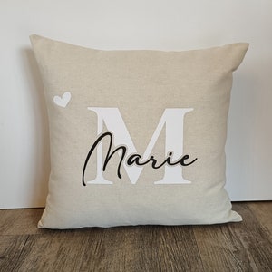 Pillow personalized with name and heart