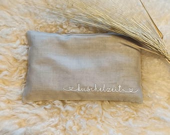 Mini grain pillow "Cuddle Time" – Hand-sewn heat cushion with text, 100% cotton, microwave-safe