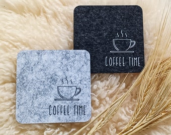 Coaster felt Coffee Time for glass or cup
