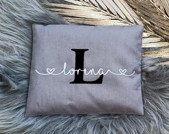 Personalisiertes Körnerkissen für Babys - Wärmekissen mit Name, handgemacht aus Baumwolle, perfekte Geschenkidee zur Geburt oder Taufe