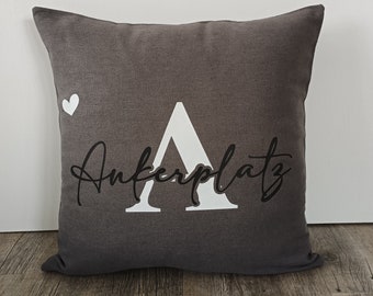 Pillow personalized with text and heart