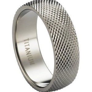 8mm facteted design titanium band ring