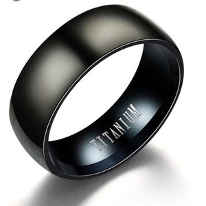 Stylish black titanium band ring