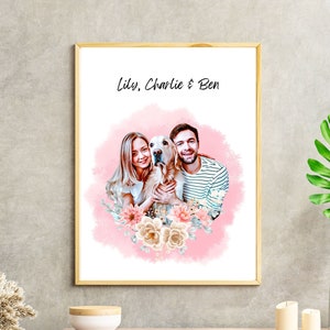 Custom Owner and Pet Portrait for Pet Lovers Christmas Gift for Boyfriend Dog Dad Gift for Dog Mom Personalized Birthday Gift for Husband