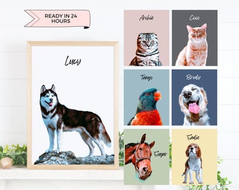 Pet Portrait from photo Pet Portraits Custom |  | DIGITAL DOWNLOAD | Dog in Portrait | Animals Portraits Custom | Pets Lover Gifts Pet Loss