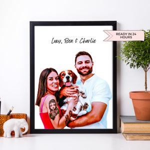 Personalized Owner and Pet Portrait DIGITAL Dog and Owner Gift Christmas Gifts For Him Custom Couple Portrait House Warming Gift for Friends