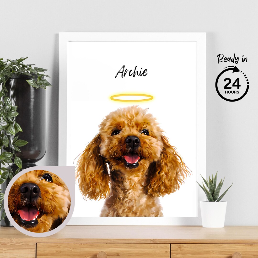 Custom Dog Remembrance Gift Pet Memorial Painting With Halo Ring PRINTABLE Dog Wall Art Dog