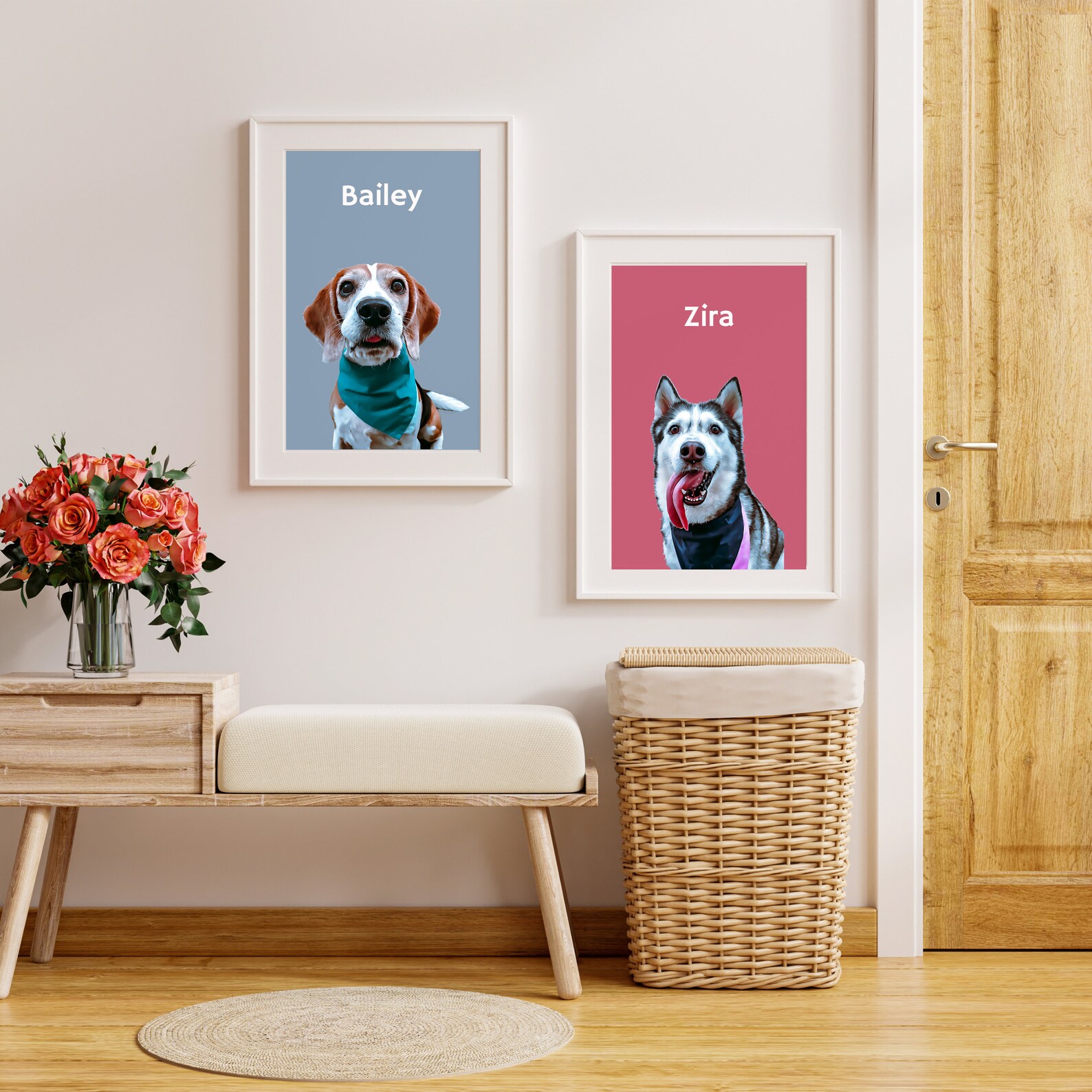 Custom Pet Portrait From Photo PRINTABLE Personalized Dog Wall Art ...