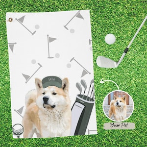 Pet Golf Towel Custom Cute Dog Golf Towel using Pet Photo Gift for Him Pet Lovers Gift Golf Player Gift Dog Lovers Gift for Dog Dad Dog Mom
