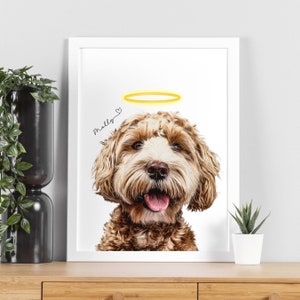 Minimalist Pet Portrait from Photo with Halo Ring Halo Dog Portrait Gift for Pet Parents Mothers Day Gift In Memory of Pet Portrait Halo Cat
