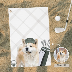 Custom Pet Golf Towel With Pet Photo Personalized Dog Name Golf Towel Custom Cat Golf Rag Golf Gifts For Him Dog Lover Gifts Golf Lover Gift