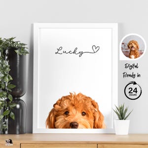 Custom Pet Portrait Peekaboo Pet Wall Art Personalized Mothers Day Gift for Pet Lovers Dog Owners Gift Digital Dog Portrait Pet Loss Gift
