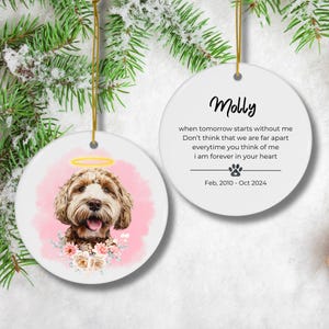 Personalized Pet Memorial Ornament using Pet Photo Dog Loss Gift Cat Memorial Gift Christmas Dog Ornament Custom Dog Ornament Memorial