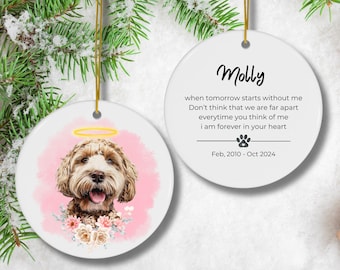 Custom Dog Memorial Ornament with Halo Ring Dog Loss Gift Cat Loss Gift Christmas Dog Ornament Personalized Dog Ornament Memorial Dog Mom