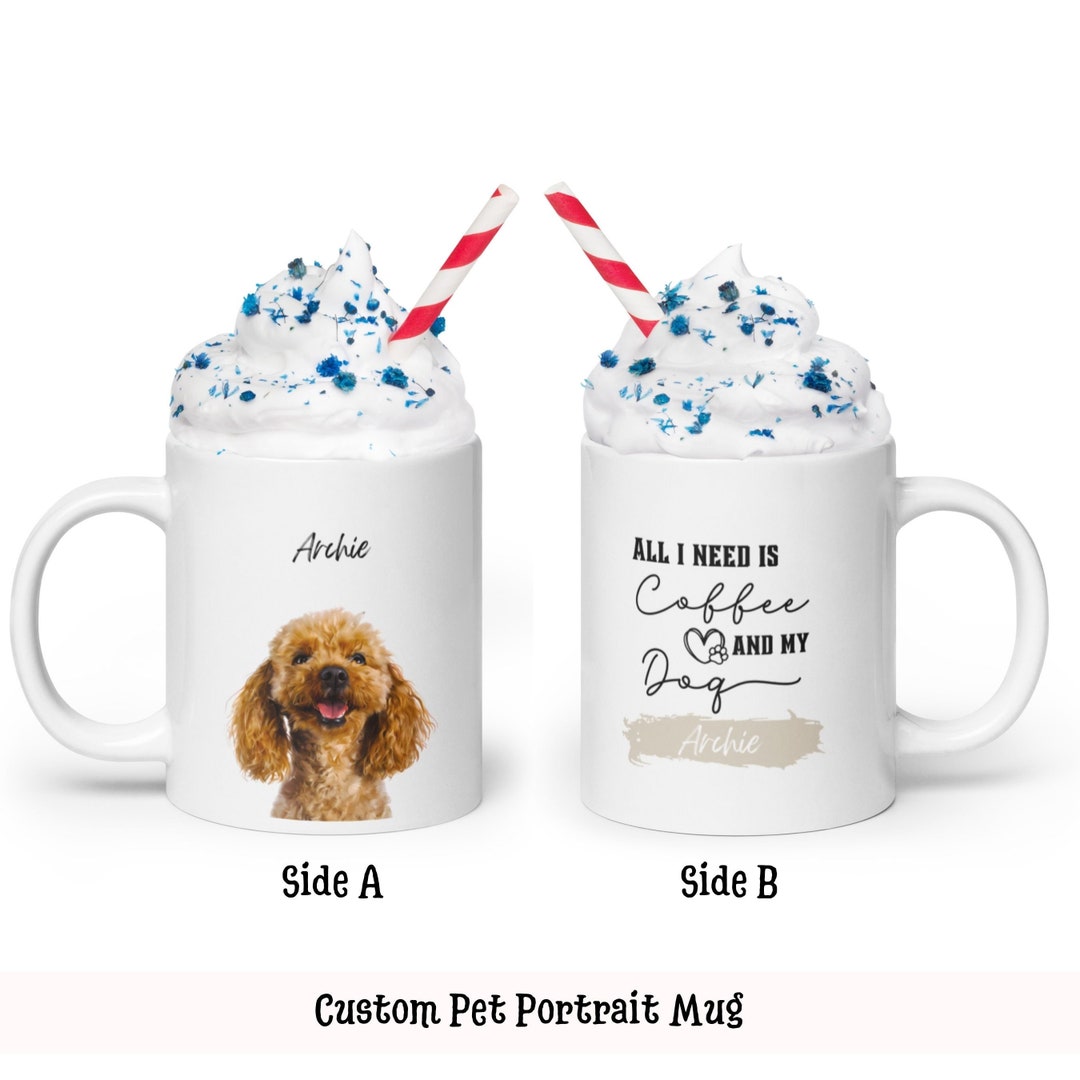 Personalized Dog Mug With Dog Face Pet Valentines Gift for Pet Parents Coffee Mug Dog Dad Mug