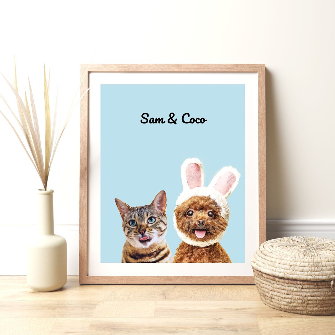 Custom Pet Wall Art From Photo Digital Dog Frame Personalized Etsy