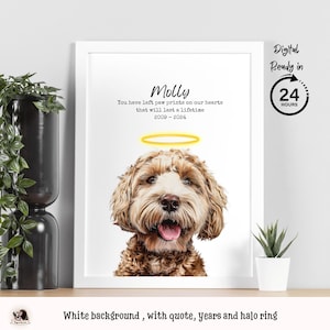 Pet Loss Portrait from Photo Name and Quote Dog Remembrance Gift Dog Sympathy Gift Cat Loss Portrait Cat Memorial Quote Animal Memorial Gift