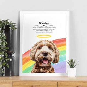 In memory of dog portrait from photo DIGITAL DOWNLOAD Pet Memorial Gift Pet Loss Rainbow Bridge Dog Memorials Gift Pet Portraits Custom