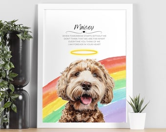 In memory of dog portrait from photo DIGITAL DOWNLOAD Pet Memorial Gift Pet Loss Rainbow Bridge Dog Memorials Gift Pet Portraits Custom