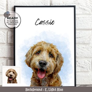 Pet Wall Art Watercolor Pet Portrait Watercolor Dog Portrait from Photo Dog Remembrance Gift Pet Print Gift for Mother in Law Pet Loss Gift