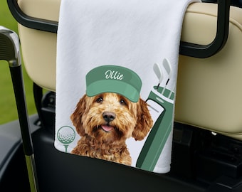 Personalisiertes Haustier-Golftuch mit Namen - Personalisiertes Hunde- oder Katzen-Golftuch, Haustier-Foto-Golfgeschenk für Golfer und Tierliebhaber