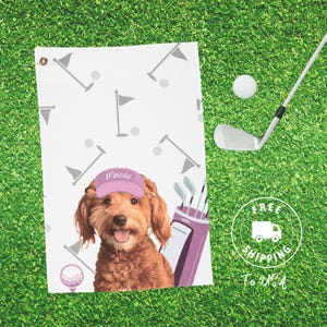 Personalized Dog Golf Towel Using Pet Photo Name Pet Gift for Her Christmas Gift for Her Custom Cat Golf Towel Golfer Gift for Dog Mom Gift
