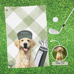 Custom Dog Golf Towel Using Pet Photo + Pet Name Personalized Pet Golf Towels Custom Cat Golf Towels Dog Lover Gift for Husband Dog Dad Gift
