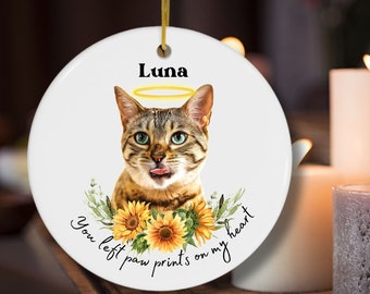 Custom Cat Memorial Ornament with Halo Ring Dog Loss Gift Pet Loss Gift Christmas Cat Ornament Personalized Cat Ornament Memorial Cat Mom