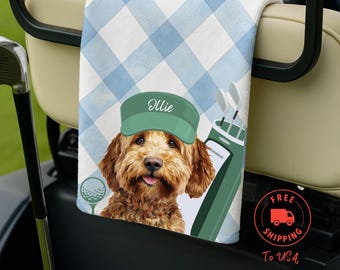 Personalisiertes Haustier Golf Handtuch mit Haustier Gesicht - Lustiges Golfer Weihnachtsgeschenk für Ihn Haustier Geschenk für Ihn Geschenk für Sohn Hund Papa Personalisiertes Golf Accessoire