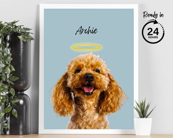 Memorial Pet Portrait Custom Dog Art from Photo Personalized Pet Dog Wall Art DIGITAL DOWNLOAD Print on Poster or Canvas Gift for Pet Lovers