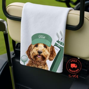Custom Pet Golf Towel Using Pet Photo + Pet Name Personalized Dog Golf Towels Fathers Day/ Mothers Day Gift Golfer Gift Cat Golf Towels