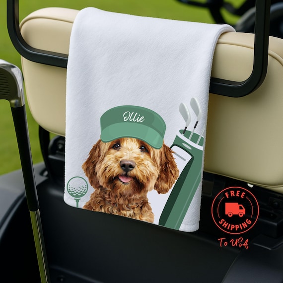 Custom Pet Golf Towel Using Pet Photo + Pet Name Personalized Dog Golf Towels Valentines Gift for Him Golfer Gift Custom Cat Golf Towels