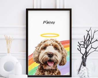 Pet Portrait Rainbow Bridge Dog Gift Cat Gift Pet Memorial Pet Painting from Photo Custom Dog Painting Dog Lover Gift Pet Loss Cat Loss Gift