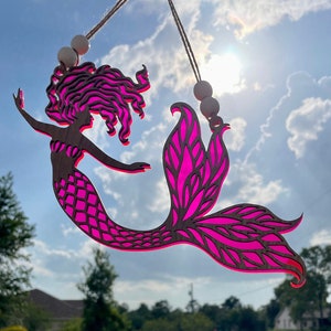 Mermaid Suncatcher, Mermaid decor, Mermaid window ornament, under the sea decor