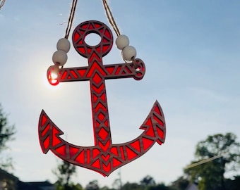 Anchor suncatcher, nautical decor, boat life, window suncatcher