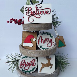 Christmas tiered tray decor bundle, Christmas tiered tray signs, Santa tiered tray signs, Believe Christmas decor