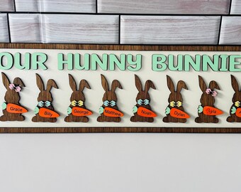 Personalized family Easter sign, Easter decor, Grandparent gift, Our Hunny Bunnies