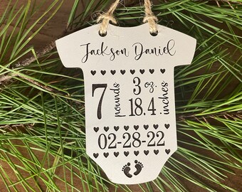 2022 baby's first Christmas ornament, baby birth stats, gift for new baby, baby keepsake