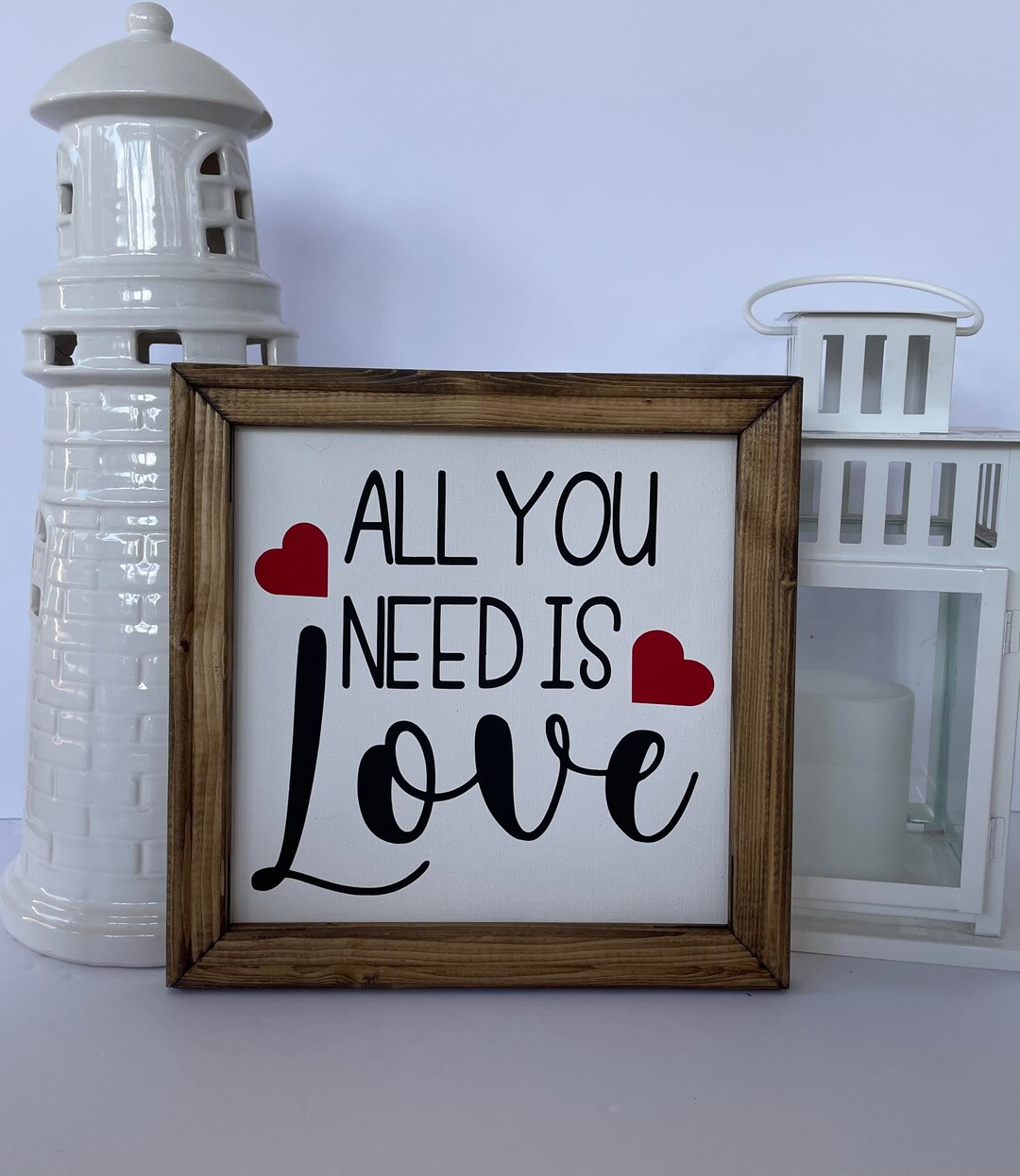All You Need is Love Sign, Framed Sign, Farmhouse Decor, Valentine's
