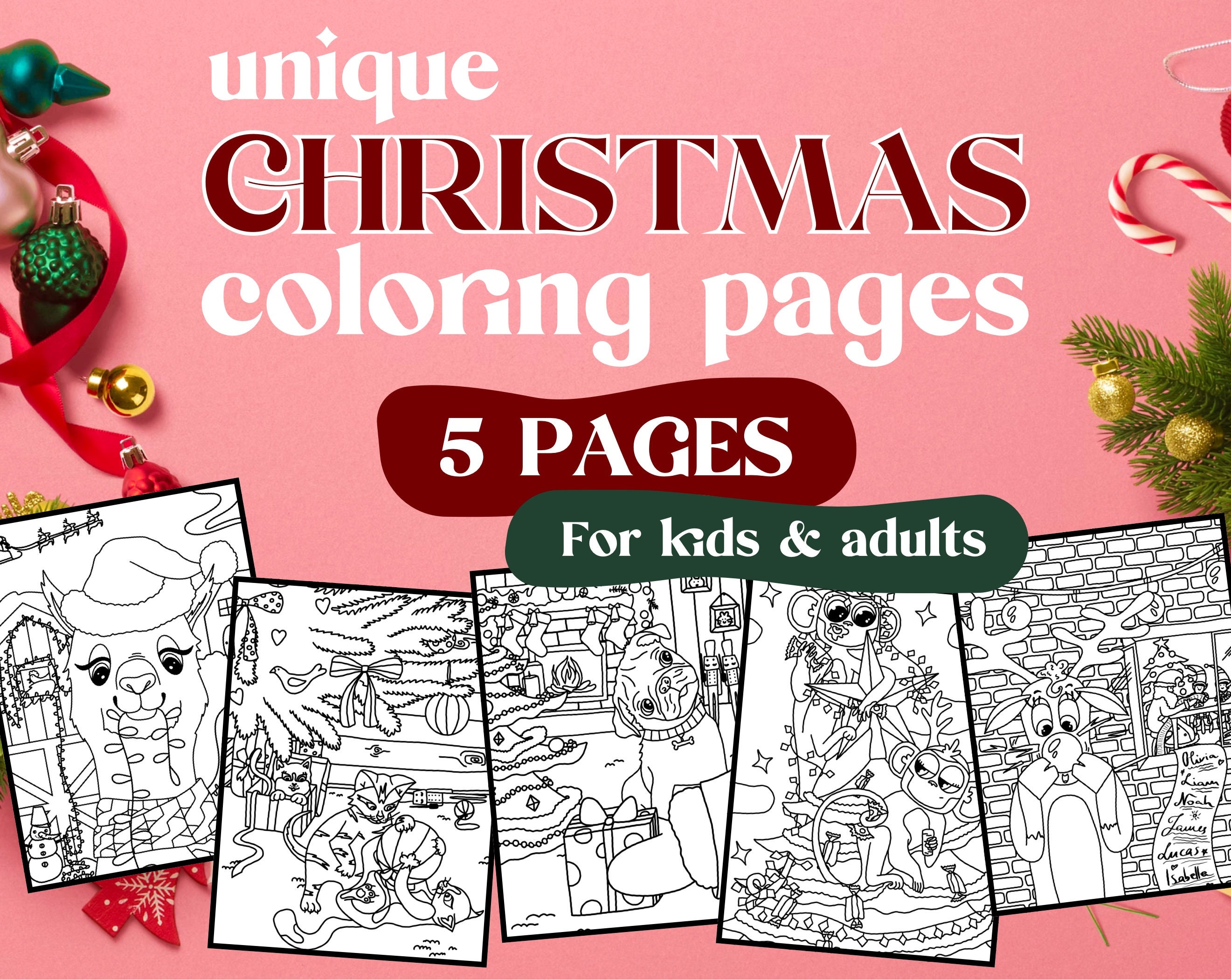 Christmas Coloring Pages for Kids and Adults Downloadable Unique Coloring  Pages Relaxing Winter Coloring Book Sustainable Gift 