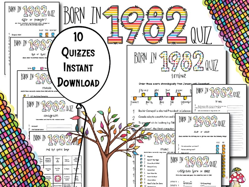 Born In 1982 Trivia Quiz Questions 40th Birthday Games Etsy France