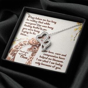 Mijn mooie moeder, Cubic Zirconia, Giraffe, 2 harten, stiefmoeder, moeder, Valentijnsdag, cadeau voor haar, mama cadeau, vrouwen geschiedenis maand, ketting